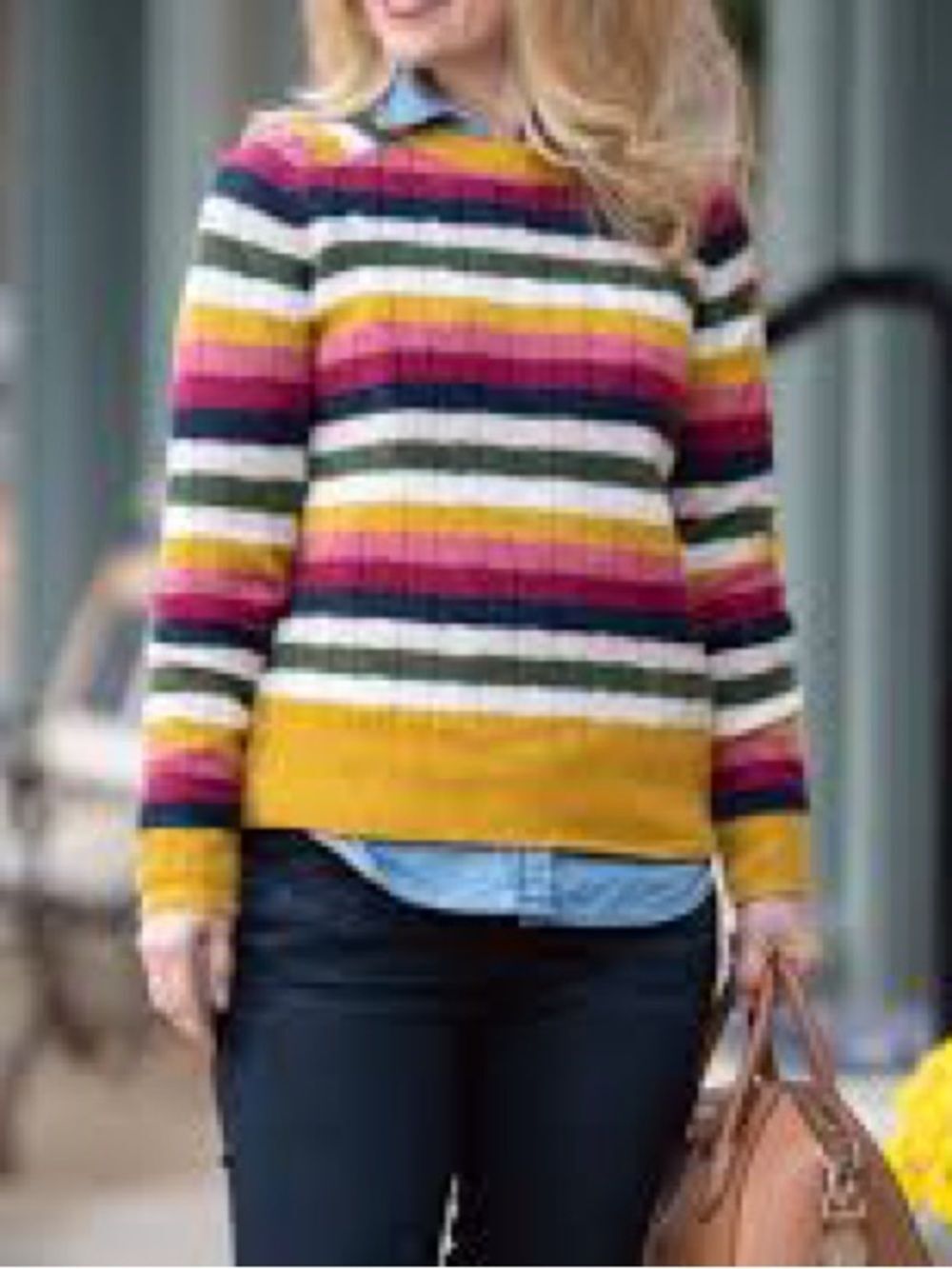 1901 100% Cashmere Striped Multicolor Knit Crewneck Sweater Sz S - Picture 2 of 5